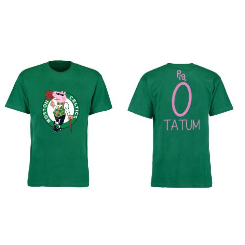 Jayson Tatum 0 Boston Celtics Pig Print T-Shirt - Green