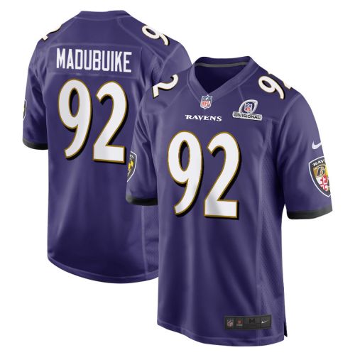 Justin Madubuike 92 Baltimore Ravens 2024 Divisional Patch Game Men Jersey - Purple