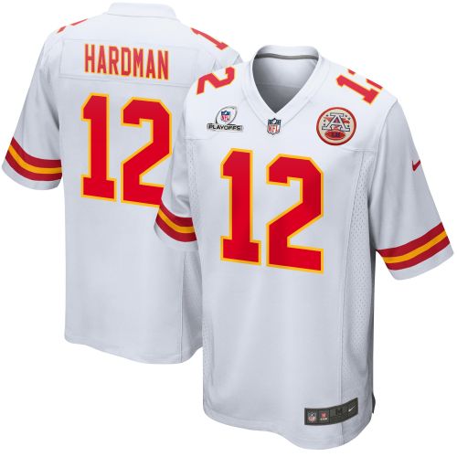 Mecole Hardman 12 Kansas City Chiefs 2023 Playoffs Patch Game Men Jersey - White