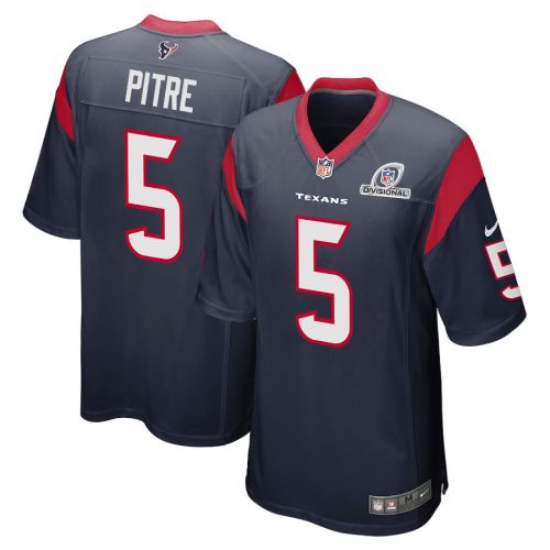 Jalen Pitre 5 Houston Texans 2024 Divisional Patch Game Men Jersey - Navy