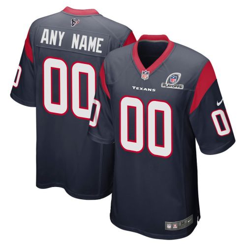 Houston Texans 2023 Playoffs Patch Game Men Custom Jersey - Navy