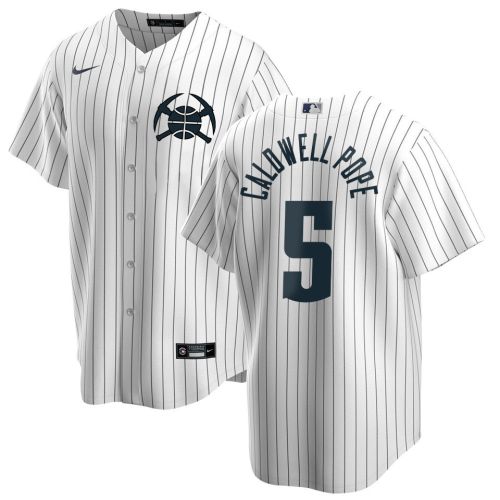 Kentavious Caldwell-Pope 5 Denver Nuggets x NY Yankees Baseball Men Jersey - White