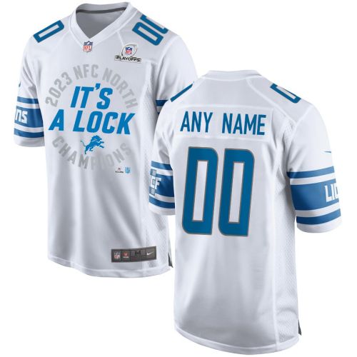 Detroit Lions 2023 NFC North Champions It's A Lock Game Men Custom Jersey - White