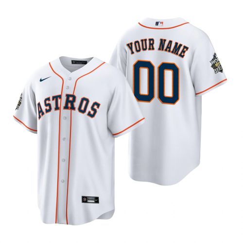 Men's Houston Astros Custom 00 White 2022-23 World Series Jersey