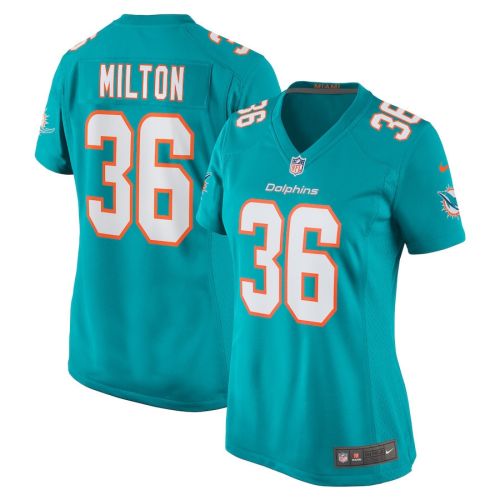 Mark Milton 36 Miami Dolphins Women Game Jersey - Aqua