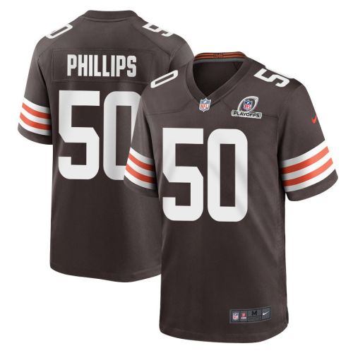 Jacob Phillips 50 Cleveland Browns 2023 Playoffs Patch Game Men Jersey - Brown