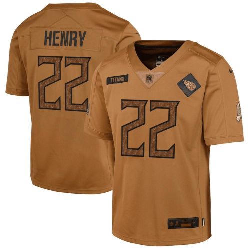 Derrick Henry 22 Tennessee Titans 2023 Salute To Service Limited YOUTH Jersey - Brown