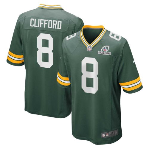 Sean Clifford 8 Green Bay Packers 2024 Divisional Patch Game Men Jersey - Green