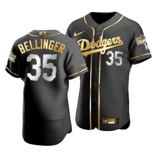 Men's Los Angeles Dodgers Cody Bellinger 35 2020 World Series Champions Golden Jersey Black