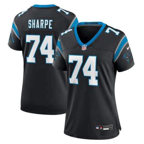 David Sharpe 74 Carolina Panthers Women Team Game Jersey - Black