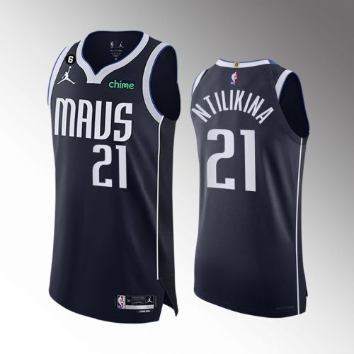 Dallas Mavericks 21 Frank Ntilikina Navy Men Jersey 2022-23 Statement Edition