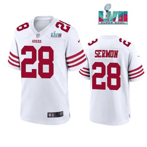 Trey Sermon 28 San Francisco 49Ers Super Bowl LVII Men Game Jersey- White