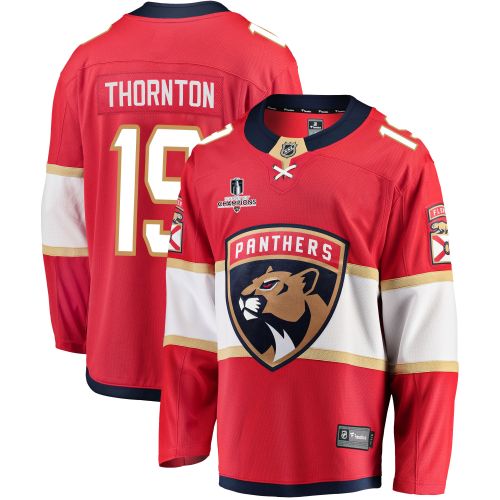 Florida Panthers Joe Thornton 19 Home 2023 Stanley Cup Champions Breakaway Men Jersey - Red