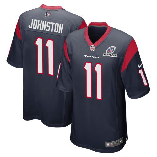 Cameron Johnston 11 Houston Texans 2023 Playoffs Patch Game Men Jersey - Navy