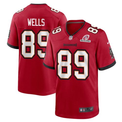 David Wells 89 Tampa Bay Buccaneers 2024 Divisional Patch Game Men Jersey - Red