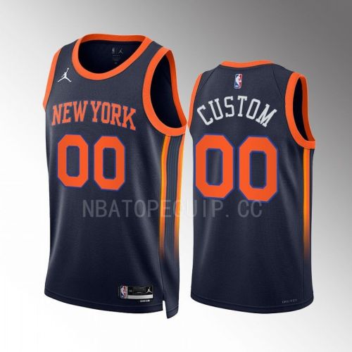 New York Knicks Custom 00 2022-23 Statement Edition Navy Men Jersey Swingman