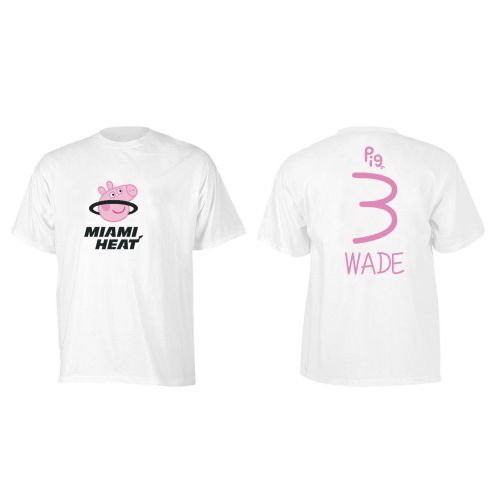 Dwyane Wade 3 Miami Heat Pig Print T-Shirt - White