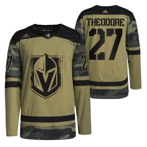 Men Shea Theodore Golden Knights 27 Camo Jersey 2021-22 Military Appreciation Jersey