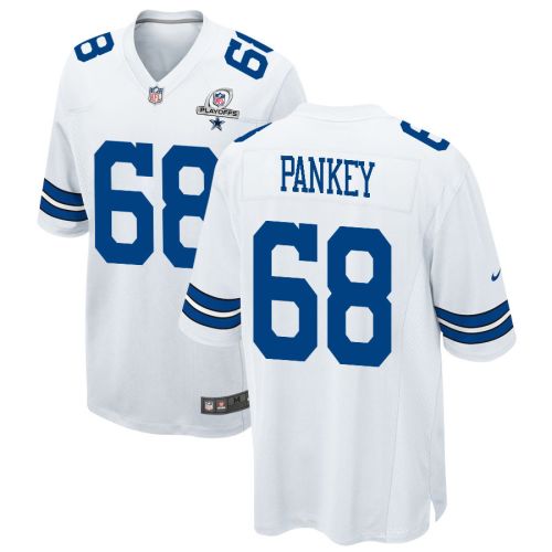 Adam Pankey 68 Dallas Cowboys 2023 Playoffs Patch Game Men Jersey - White