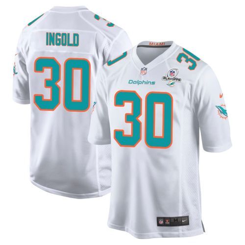 Alec Ingold 30 Miami Dolphins 2023 Playoffs Patch Game Men Jersey - White