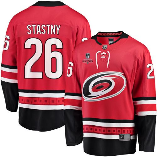 Paul Stastny 26 Carolina Hurricanes Stanley Cup 2023 Playoffs Patch Home Breakaway Men Jersey - Red