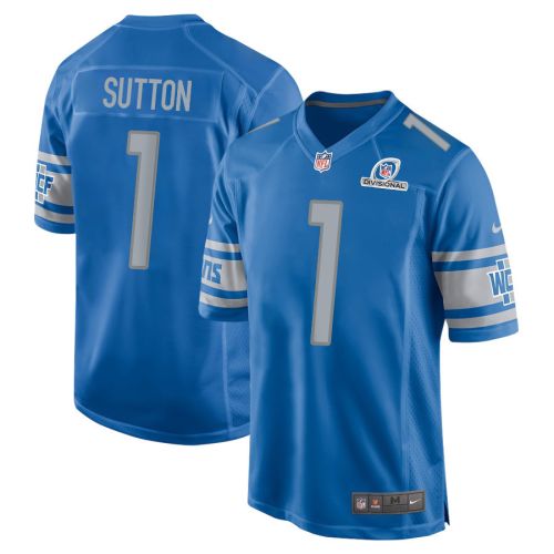 Cameron Sutton 1 Detroit Lions 2024 Divisional Patch Game Men Jersey - Blue