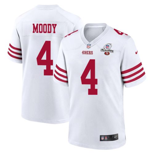 Jake Moody 4 San Francisco 49ers 2023 Playoffs Patch Game Men Jersey - White