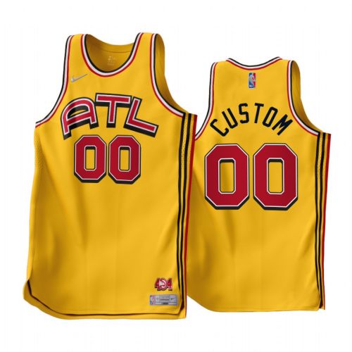 Custom 00 2022-23 Atlanta Hawks Gold Earned Edition Jersey