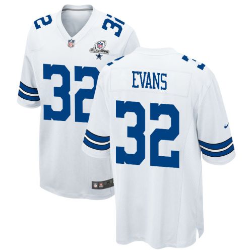 Rashaan Evans 32 Dallas Cowboys 2023 Playoffs Patch Game Men Jersey - White