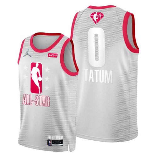 Jayson Tatum 2022 Cleveland All-Star Grey Red 75th Patch Jersey Celtics 0 - Men Jersey