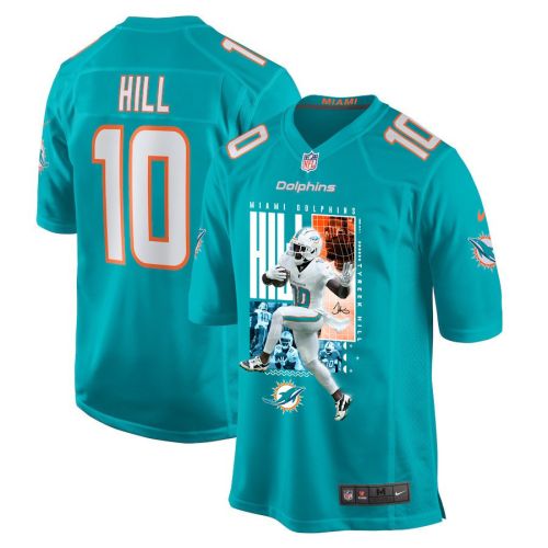 Tyreek Hill 10 Miami Dolphins The Cheetah Game Men Jersey - Aqua