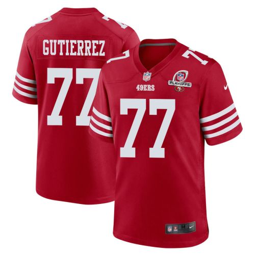 Alfredo Gutierrez 77 San Francisco 49ers 2023 Playoffs Patch Game Men Jersey - Scarlet