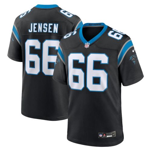 Nash Jensen 66 Carolina Panthers Men Team Game Jersey - Black