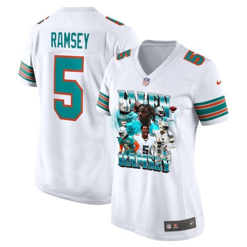 Jalen Ramsey 5 Signed Miami Dolphins Alternate Game Women Jersey - White V2