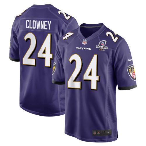 Jadeveon Clowney 24 Baltimore Ravens 2023 Playoffs Patch Game Men Jersey - Purple