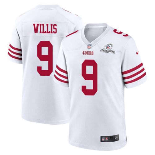 Brayden Willis 9 San Francisco 49ers 2024 Divisional Patch Game Men Jersey - White