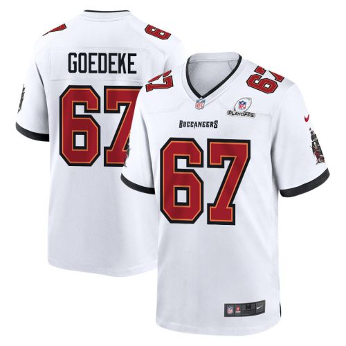 Luke Goedeke 67 Tampa Bay Buccaneers 2023 Playoffs Patch Game Men Jersey - White