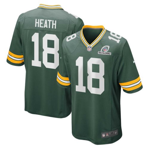 Malik Heath 18 Green Bay Packers 2024 Divisional Patch Game Men Jersey - Green