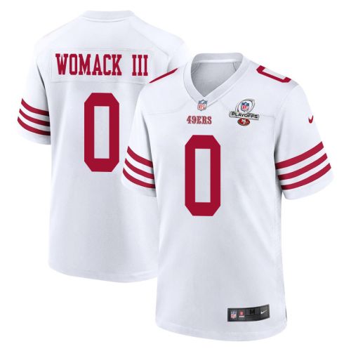 Samuel Womack III 0 San Francisco 49ers 2023 Playoffs Patch Game Men Jersey - White