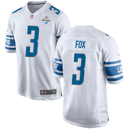 Jack Fox 3 Detroit Lions 2023 Playoffs Patch Game Men Jersey - White