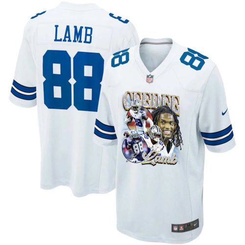 CeeDee Lamb 88 Dallas Cowboys Cee Works Hard Home Game Men Jersey - White