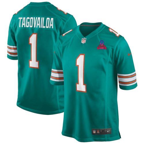 Tua Tagovailoa 1 Miami Dolphins 2024 Pro Bowl Patch Alternate Game Men Jersey - Aqua