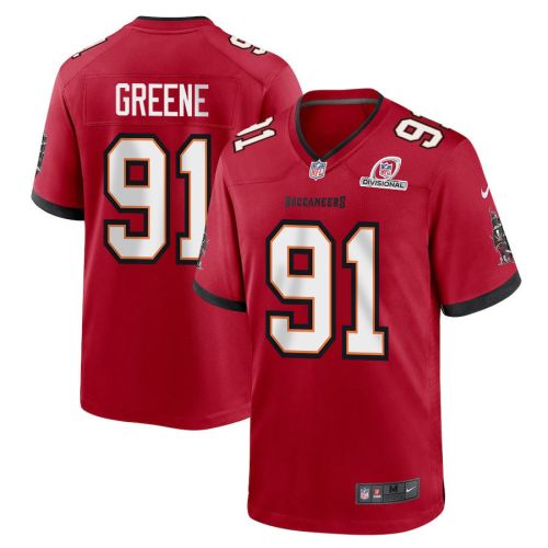 Mike Greene 91 Tampa Bay Buccaneers 2024 Divisional Patch Game Men Jersey - Red