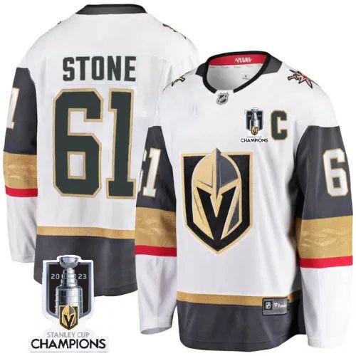 Mark Stone 61 Vegas Golden Knights 2023 Stanley Cup Champions Patch Away Breakaway Player Jersey - White