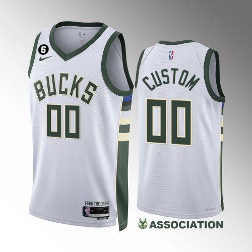 Milwaukee Bucks Custom 00 White Association Edition Jersey 2022-23 Swingman