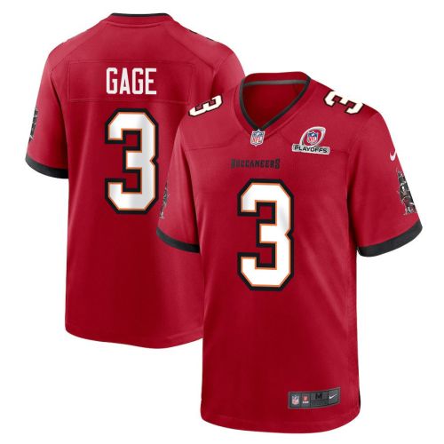 Russell Gage 3 Tampa Bay Buccaneers 2023 Playoffs Patch Game Men Jersey - Red