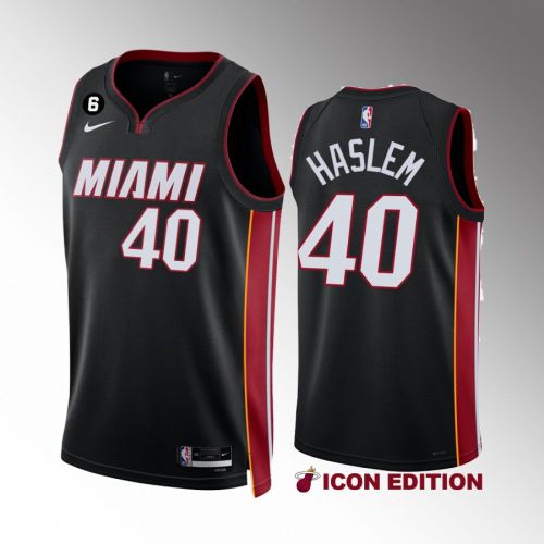 Miami Heat Udonis Haslem 40 Icon Edition 2022-23 Black Jersey NO.6 Patch