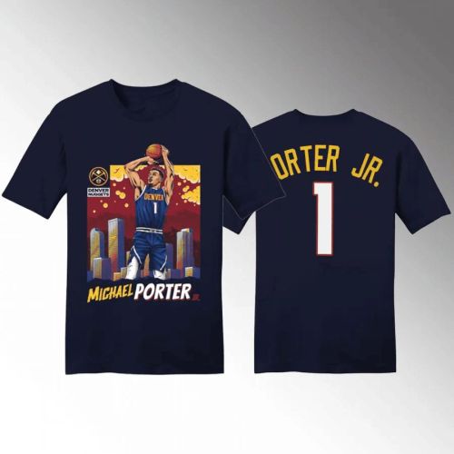 Michael Porter Jr. 1 2023 NBA Finals Denver Nuggets Navy T-Shirt Tee