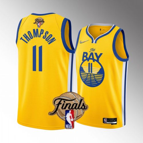 Klay Thompson Golden State Warriors 2022 Finals Jersey Gold 11 Diamond Badge Dub