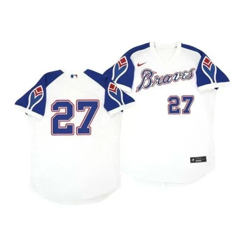 Atlanta Braves John Smoltz 29 Cooperstown White Throwback Home Jersey